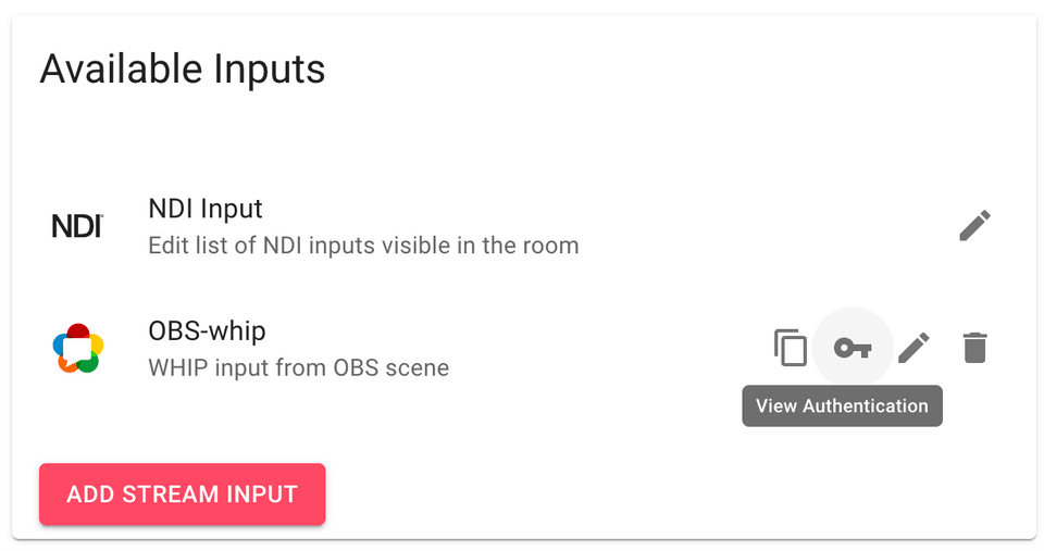 View the URL endpoint and the authentication details in the Room settings.