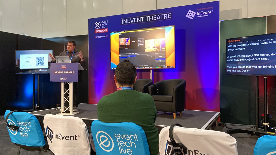 Dan gave a demo of Broadcast Bridge live on stage Dan gave a demo of Broadcast Bridge live on stage