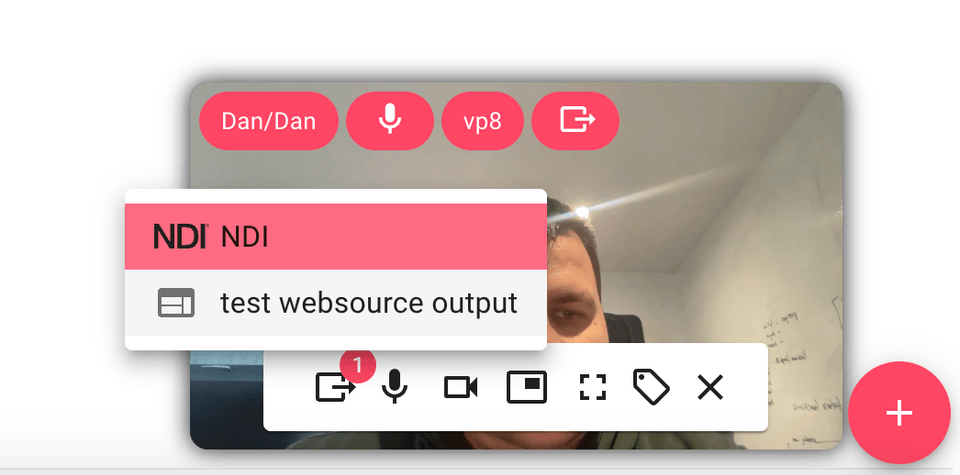 Example video feed showing a choice of output options