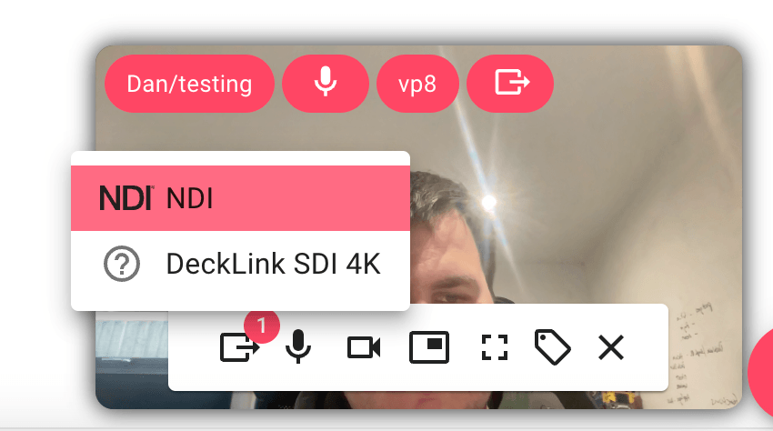 Screenshot of selecting the output from the UI