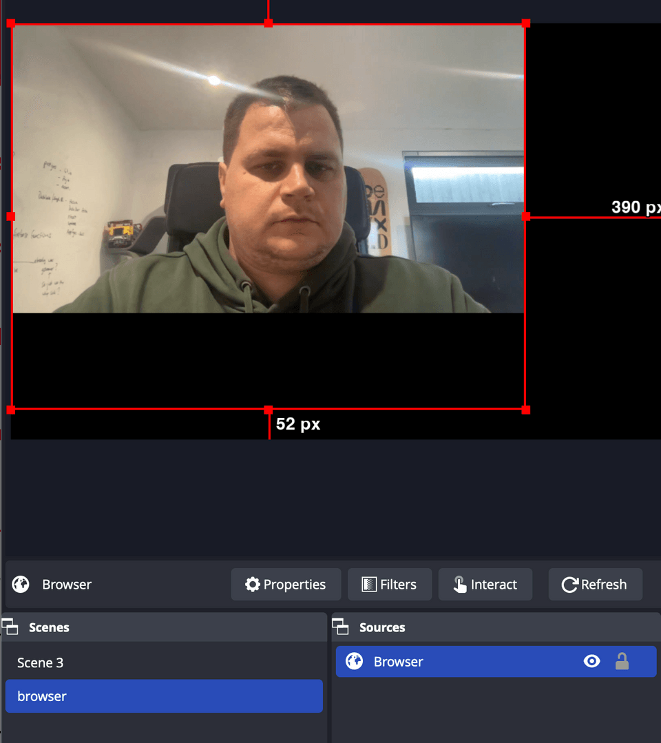 How websource output looks in OBS in your scene